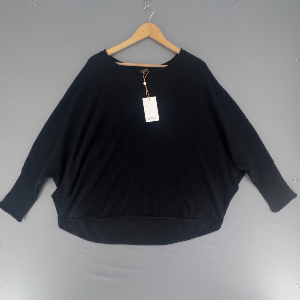 Quince 100% Mongolian Cashmere Batwing Sweater Black L/XL New  W/Tags CMA01